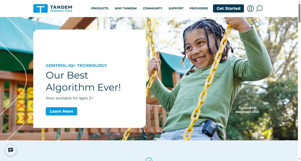 Tandem Diabetes Care Website Image